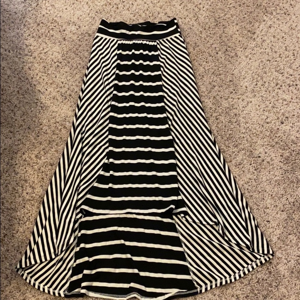 Striped High/Low Skirt